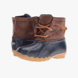 Sperry Girl’s Saltwater Duck BOOTS Blue Brown Size 12 M